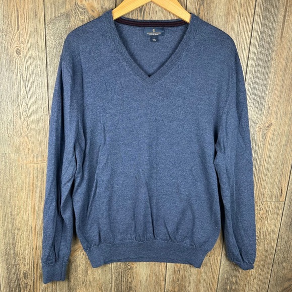 Brooks Brothers Other - Brooks Brothers Extra Fine Merino Wool V-Neck Sweater Blue Mens Size Large